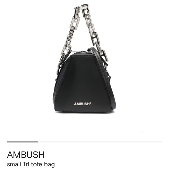 RARE Ambush SILVER Small Tri Tote Leather Crossbody Bag with Silver Chain - Picture 9 of 9